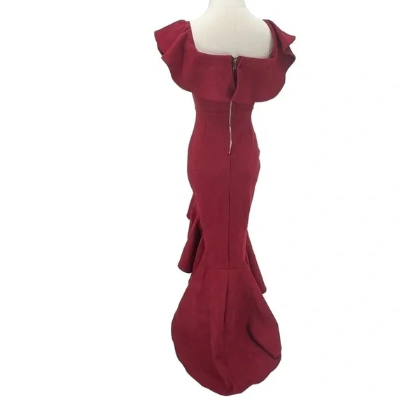 NWT Fashion Nova Wine La Flamenca High Low Ruffled Dress Size XS Women’s - Picture 5 of 10